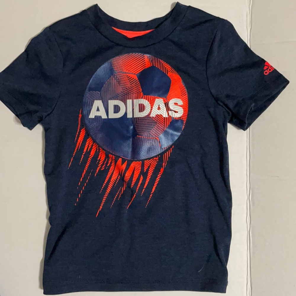 Adidas soccer shirt climalite orange navy worn 1x